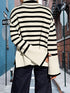 Übergroßer Damen Rollkragenpullover mit Streifen Pullover